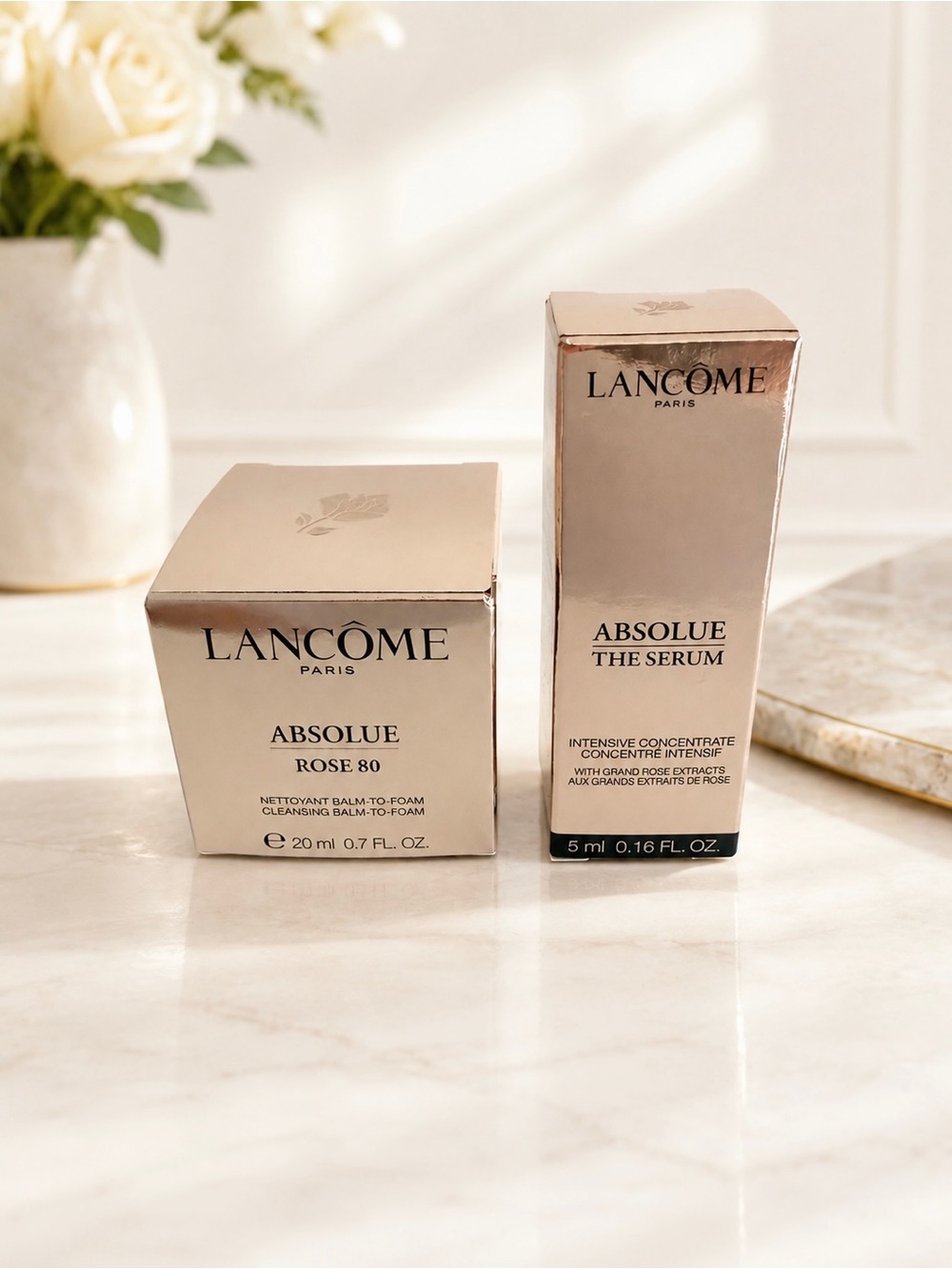 Lancôme Absolue The Serum 5ml + Rose 80 Cleansing Balm 20ml Travel Size